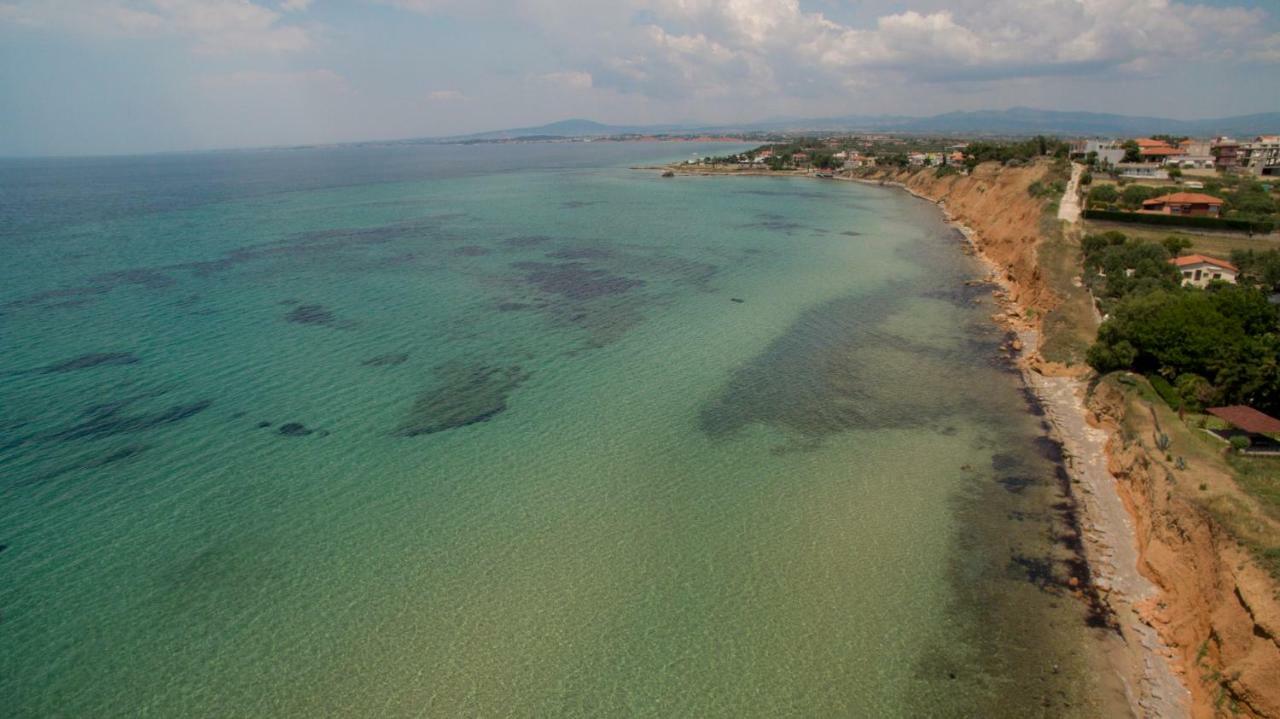 Magnificent Seascape Villa On A Secluded Beach ネア・ムダニア エクステリア 写真
